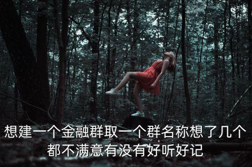 金融微信群取什么名字，想建一個金融群取一個群名稱想了幾個都不滿意有沒有好聽好記