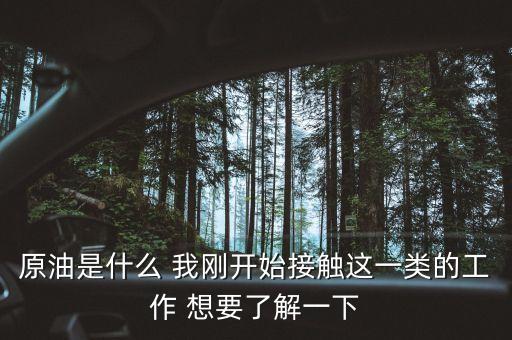 原油是什么工作，原油是什么 我剛開始接觸這一類的工作 想要了解一下