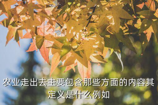 農業(yè)走出去主要包含那些方面的內容其定義是什么例如