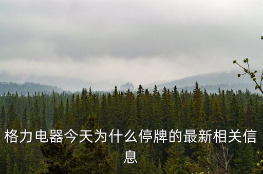 格力電器為什么停盤，格力電器今天為什么停牌的最新相關信息