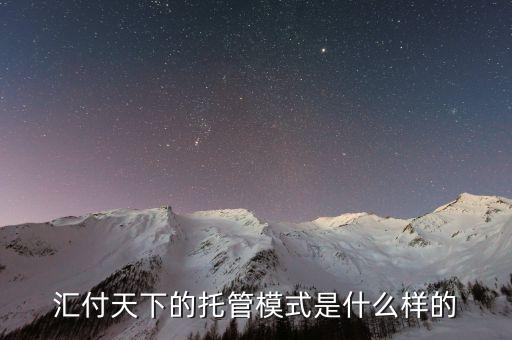 匯付托管是什么，匯付天下托管支付是甚么意思