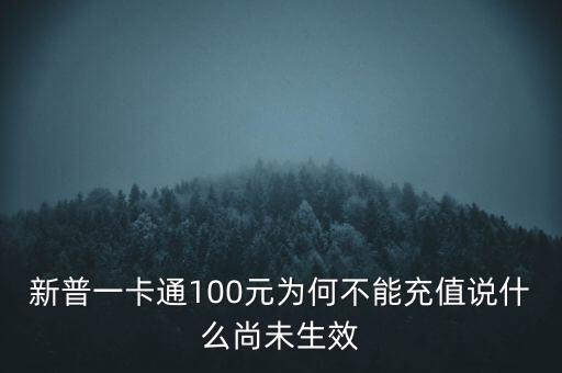 新普一卡通為什么不能沖，新普一卡通100元為何不能充值說什么尚未生效