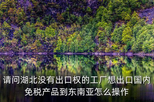 中國豆油倒掛為什么不出口，請(qǐng)問湖北沒有出口權(quán)的工廠想出口國內(nèi)免稅產(chǎn)品到東南亞怎么操作