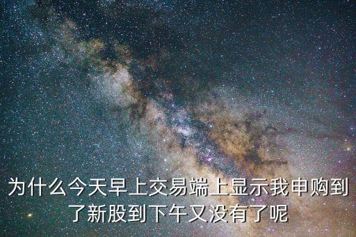 為什么我申購的新股，為什么要申購新股