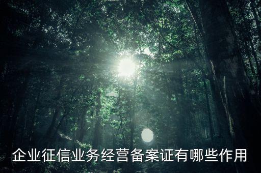 企業(yè)征信業(yè)務(wù)經(jīng)營(yíng)備案證有什么用，中國(guó)人民銀行機(jī)構(gòu)信用代碼證有什么作用
