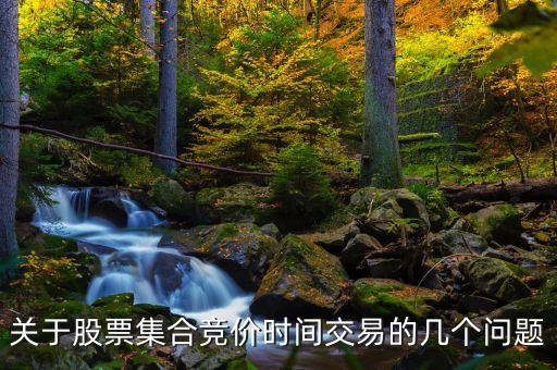 關(guān)于股票集合競價(jià)時(shí)間交易的幾個(gè)問題