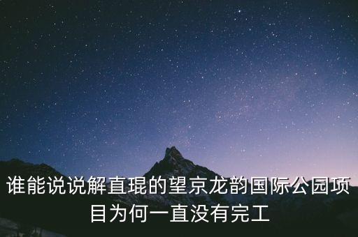 誰能說說解直琨的望京龍韻國(guó)際公園項(xiàng)目為何一直沒有完工
