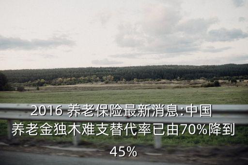 2016 養(yǎng)老保險(xiǎn)最新消息:中國 養(yǎng)老金獨(dú)木難支替代率已由70%降到45%
