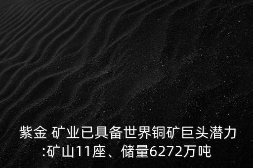  紫金 礦業(yè)已具備世界銅礦巨頭潛力:礦山11座、儲量6272萬噸