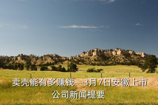  賣(mài)殼能有多賺錢(qián)—3月7日安徽上市公司新聞提要