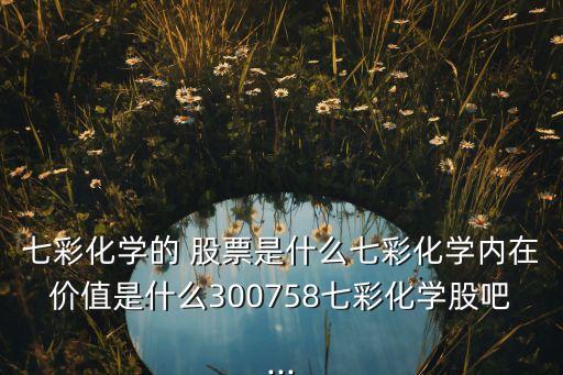 七彩化學的 股票是什么七彩化學內(nèi)在價值是什么300758七彩化學股吧...