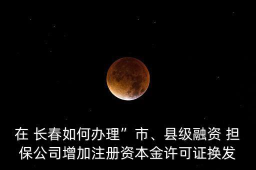 在 長(zhǎng)春如何辦理”市、縣級(jí)融資 擔(dān)保公司增加注冊(cè)資本金許可證換發(fā)