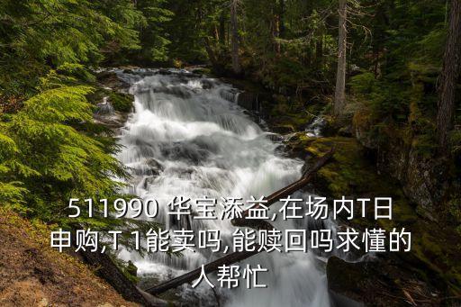 511990 華寶添益,在場內(nèi)T日申購,T 1能賣嗎,能贖回嗎求懂的人幫忙