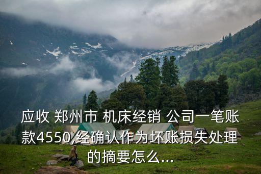 應(yīng)收 鄭州市 機(jī)床經(jīng)銷(xiāo) 公司一筆賬款4550,經(jīng)確認(rèn)作為壞賬損失處理的摘要怎么...
