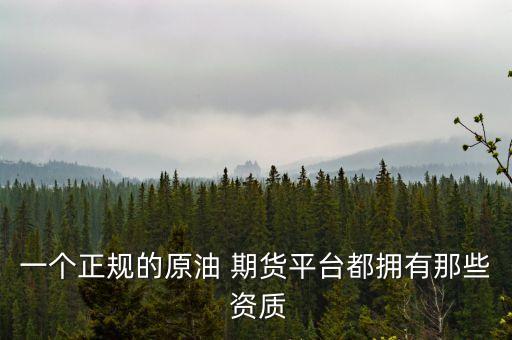 一個正規(guī)的原油 期貨平臺都擁有那些 資質(zhì)