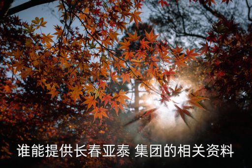 誰能提供長春亞泰 集團的相關資料