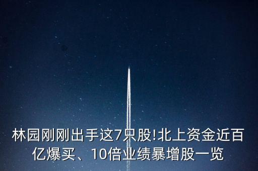 林園剛剛出手這7只股!北上資金近百億爆買、10倍業(yè)績(jī)暴增股一覽
