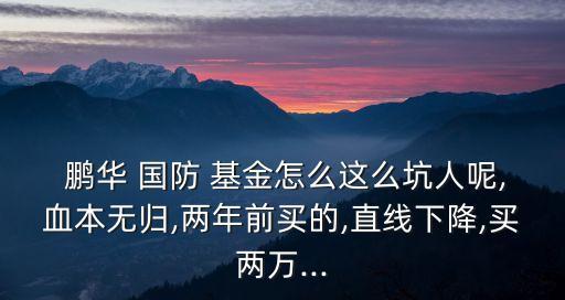  鵬華 國(guó)防 基金怎么這么坑人呢,血本無歸,兩年前買的,直線下降,買兩萬...