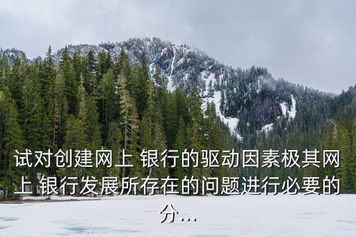 試對(duì)創(chuàng)建網(wǎng)上 銀行的驅(qū)動(dòng)因素極其網(wǎng)上 銀行發(fā)展所存在的問(wèn)題進(jìn)行必要的分...