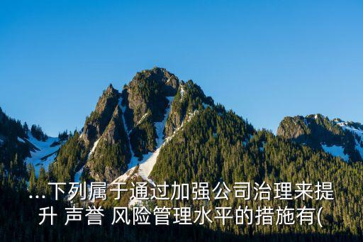 ...下列屬于通過(guò)加強(qiáng)公司治理來(lái)提升 聲譽(yù) 風(fēng)險(xiǎn)管理水平的措施有(