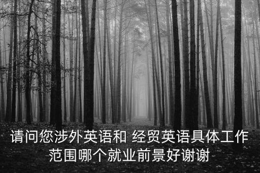請問您涉外英語和 經貿英語具體工作范圍哪個就業(yè)前景好謝謝