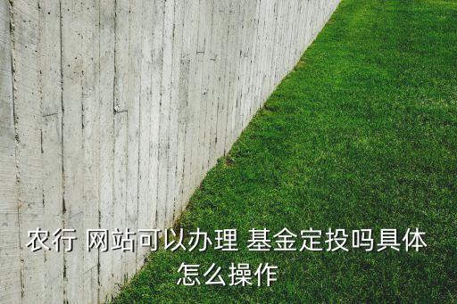 農行 網站可以辦理 基金定投嗎具體怎么操作