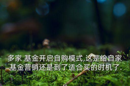 多家 基金開啟自購模式,這是給自家 基金營銷還是到了適合買的時(shí)機(jī)了...