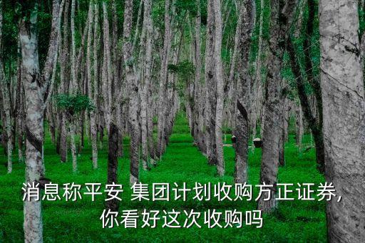消息稱平安 集團(tuán)計(jì)劃收購方正證券,你看好這次收購嗎