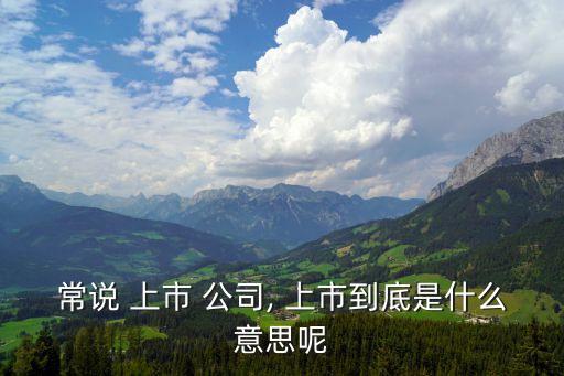 常說(shuō) 上市 公司, 上市到底是什么意思呢