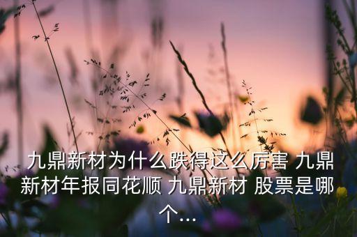  九鼎新材為什么跌得這么厲害 九鼎新材年報同花順 九鼎新材 股票是哪個...