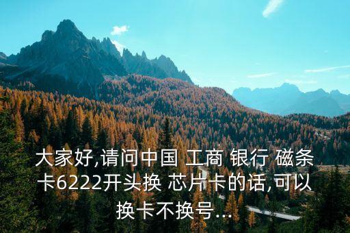 大家好,請(qǐng)問中國(guó) 工商 銀行 磁條卡6222開頭換 芯片卡的話,可以換卡不換號(hào)...