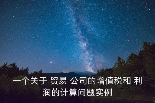 一個(gè)關(guān)于 貿(mào)易 公司的增值稅和 利潤(rùn)的計(jì)算問題實(shí)例