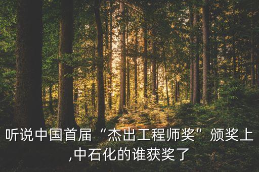 聽說中國(guó)首屆“杰出工程師獎(jiǎng)”頒獎(jiǎng)上,中石化的誰獲獎(jiǎng)了