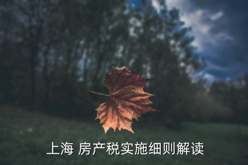  上海 房產(chǎn)稅實(shí)施細(xì)則解讀