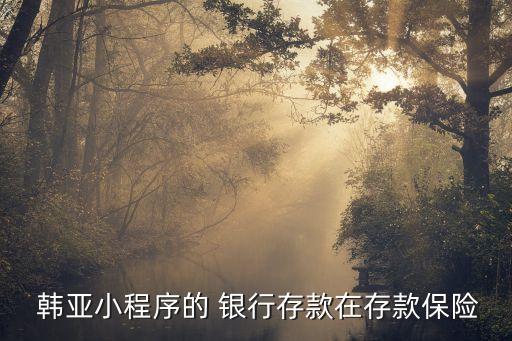 韓亞小程序的 銀行存款在存款保險