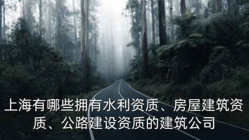 上海有哪些擁有水利資質(zhì)、房屋建筑資質(zhì)、公路建設(shè)資質(zhì)的建筑公司