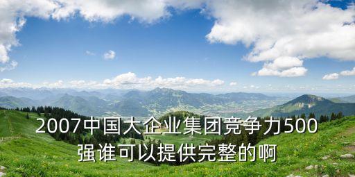 2007中國(guó)大企業(yè)集團(tuán)競(jìng)爭(zhēng)力500強(qiáng)誰可以提供完整的啊