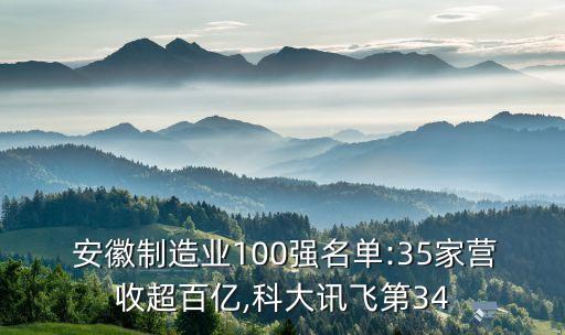  安徽制造業(yè)100強(qiáng)名單:35家營(yíng)收超百億,科大訊飛第34