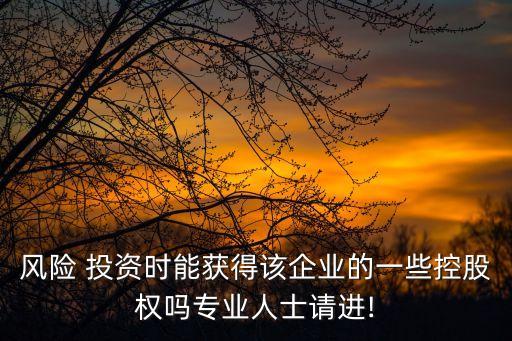 風險 投資時能獲得該企業(yè)的一些控股權嗎專業(yè)人士請進!