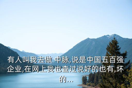 有人叫我去做 中脈,說是中國五百強(qiáng)企業(yè),在網(wǎng)上我也查過說好的也有,壞的...