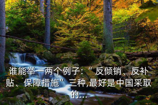 誰能舉一兩個(gè)例子:“ 反傾銷、反補(bǔ)貼、保障措施”三種,最好是中國(guó)采取的...