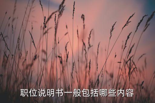 職位說(shuō)明書(shū)一般包括哪些內(nèi)容