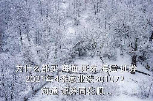 為什么都買 海通 證券 海通 證券2021年4季度業(yè)績(jī)301072 海通 證券同花順...