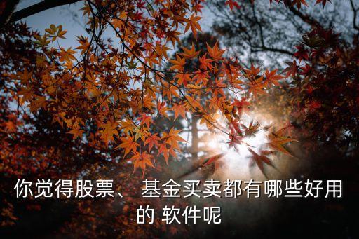 你覺得股票、 基金買賣都有哪些好用的 軟件呢
