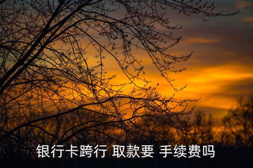 銀行卡跨行 取款要 手續(xù)費嗎