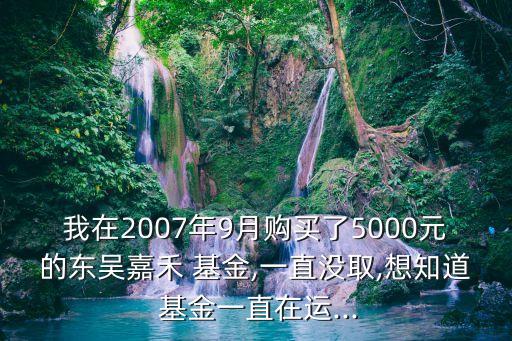 我在2007年9月購(gòu)買(mǎi)了5000元的東吳嘉禾 基金,一直沒(méi)取,想知道 基金一直在運(yùn)...