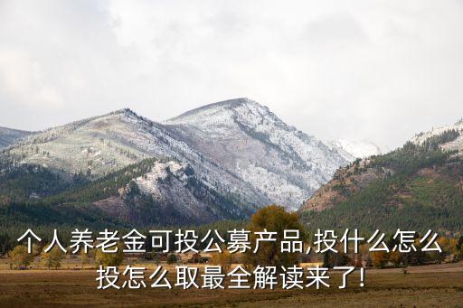 個人養(yǎng)老金可投公募產(chǎn)品,投什么怎么投怎么取最全解讀來了!