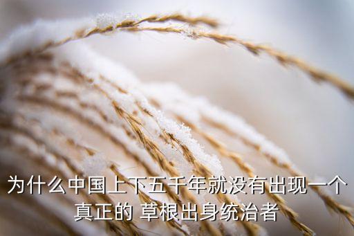 為什么中國上下五千年就沒有出現一個真正的 草根出身統(tǒng)治者