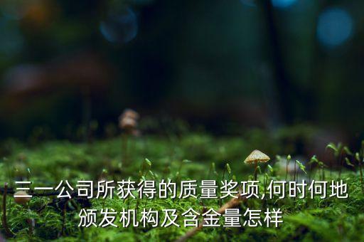 三一公司所獲得的質(zhì)量獎項(xiàng),何時何地頒發(fā)機(jī)構(gòu)及含金量怎樣