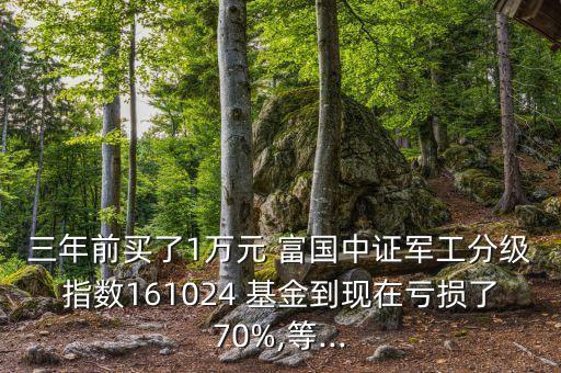 三年前買(mǎi)了1萬(wàn)元 富國(guó)中證軍工分級(jí)指數(shù)161024 基金到現(xiàn)在虧損了70%,等...